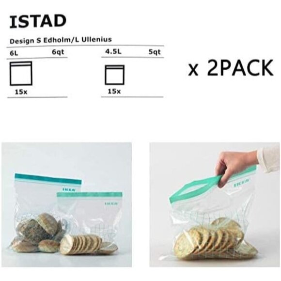 2 Sets of Ikea ISTAD Bags, Freezer Safe, Reusable Food Storage Bags - Picture 4 of 6